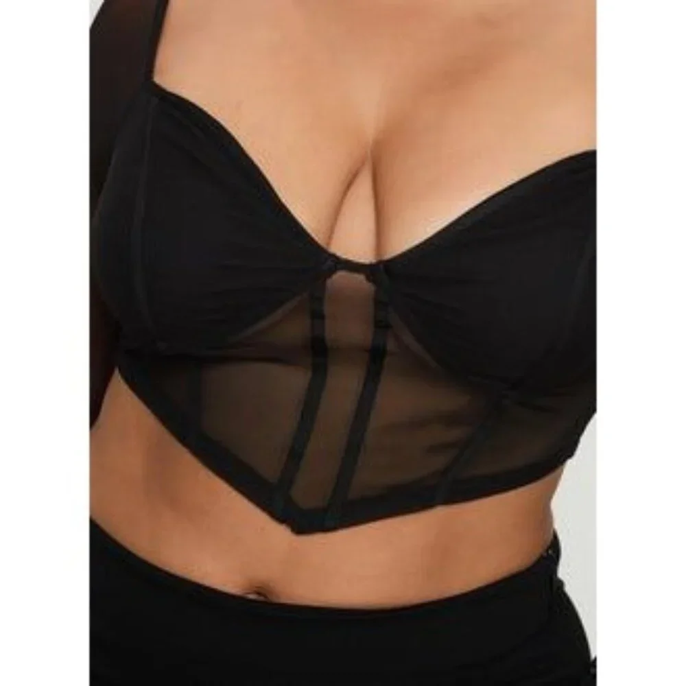 Princess Polly Maranta Long Sleeve Top Black Curve Size 14 - Picture 2 of 8